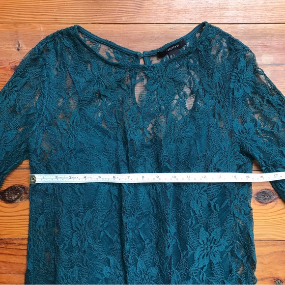 Forever 21 Teal Lace Sheath Dress, EUC, S - Picture 5 of 12